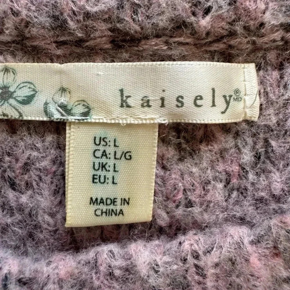 Kaisely Long Sleeve Pullover Wool Blend Gray and Pink Striped Sweater Size Large - Picture 7 of 13